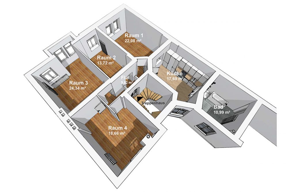 Visualisierung Wohnungsgrundriss